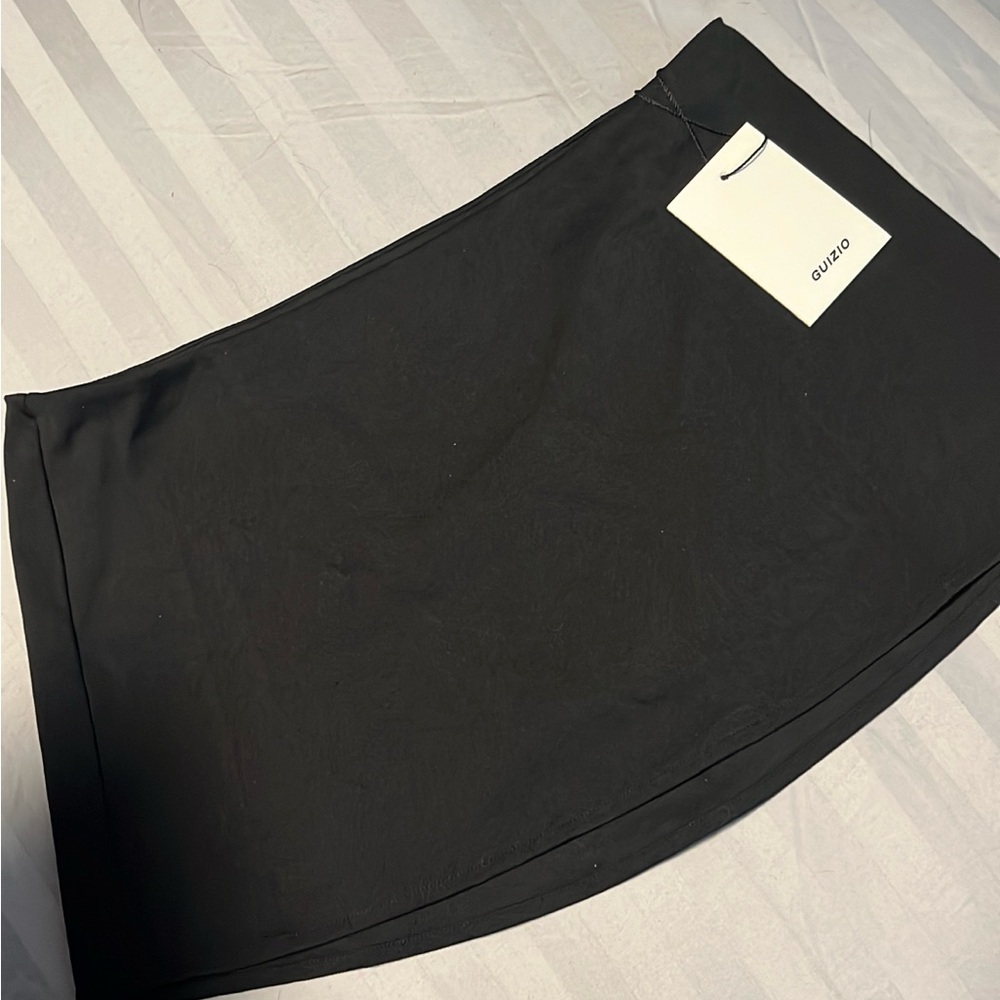 Danielle Guizio Black Asymmetrical A-Line Mini Skirt